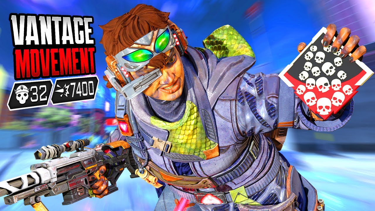 VANTAGE MOVEMENT 32 KILLS AND 7400 DAMAGE IN ONE GAME (Apex Legends Gameplay)