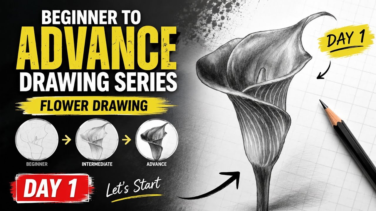 Step by Step Flower Drawing with Pencil | Easy Shading Tutorial 🌸 #views #viral #drawing 