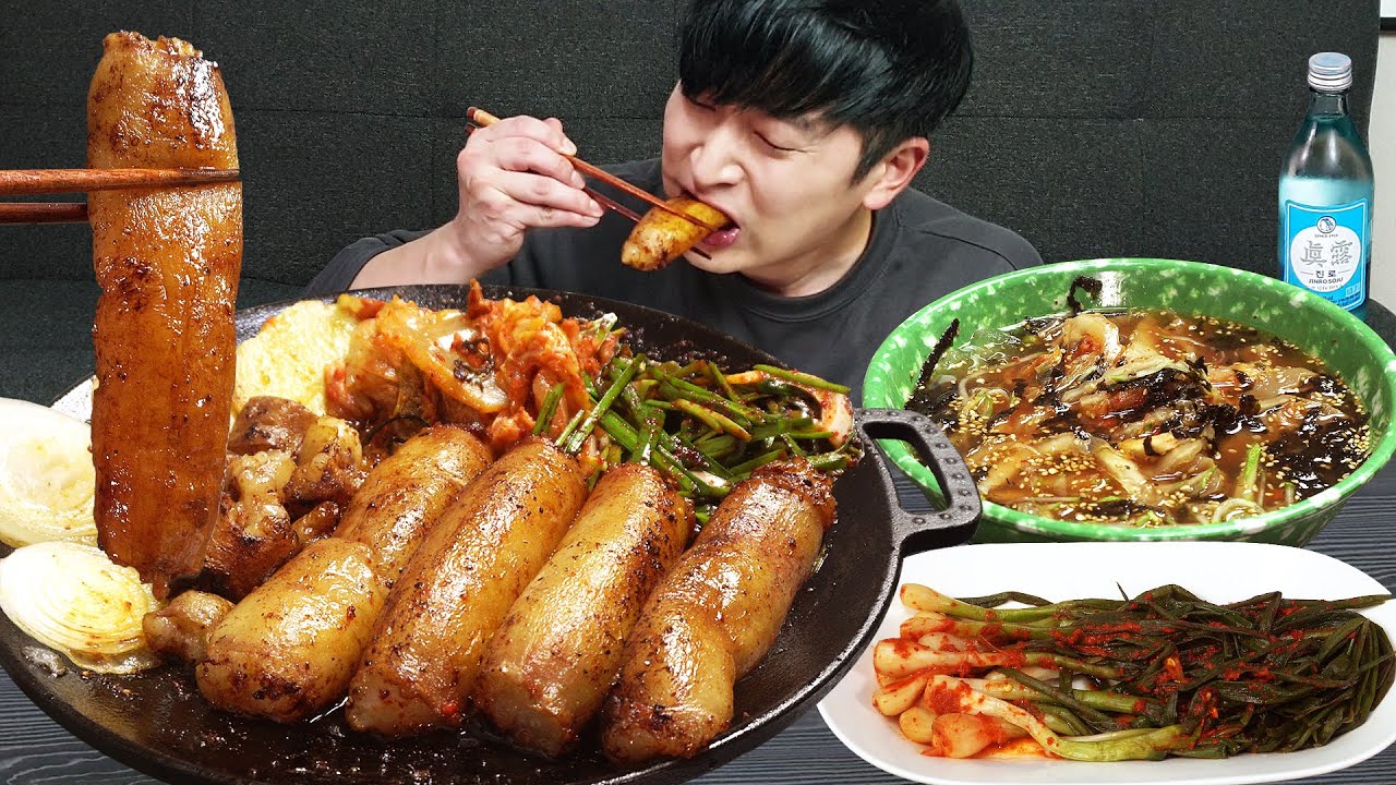 Жареные говяжьи кишки хорошо сочетаются с соджу Daechan MUKBANG REALSOUND ASMR EATINGSHOW