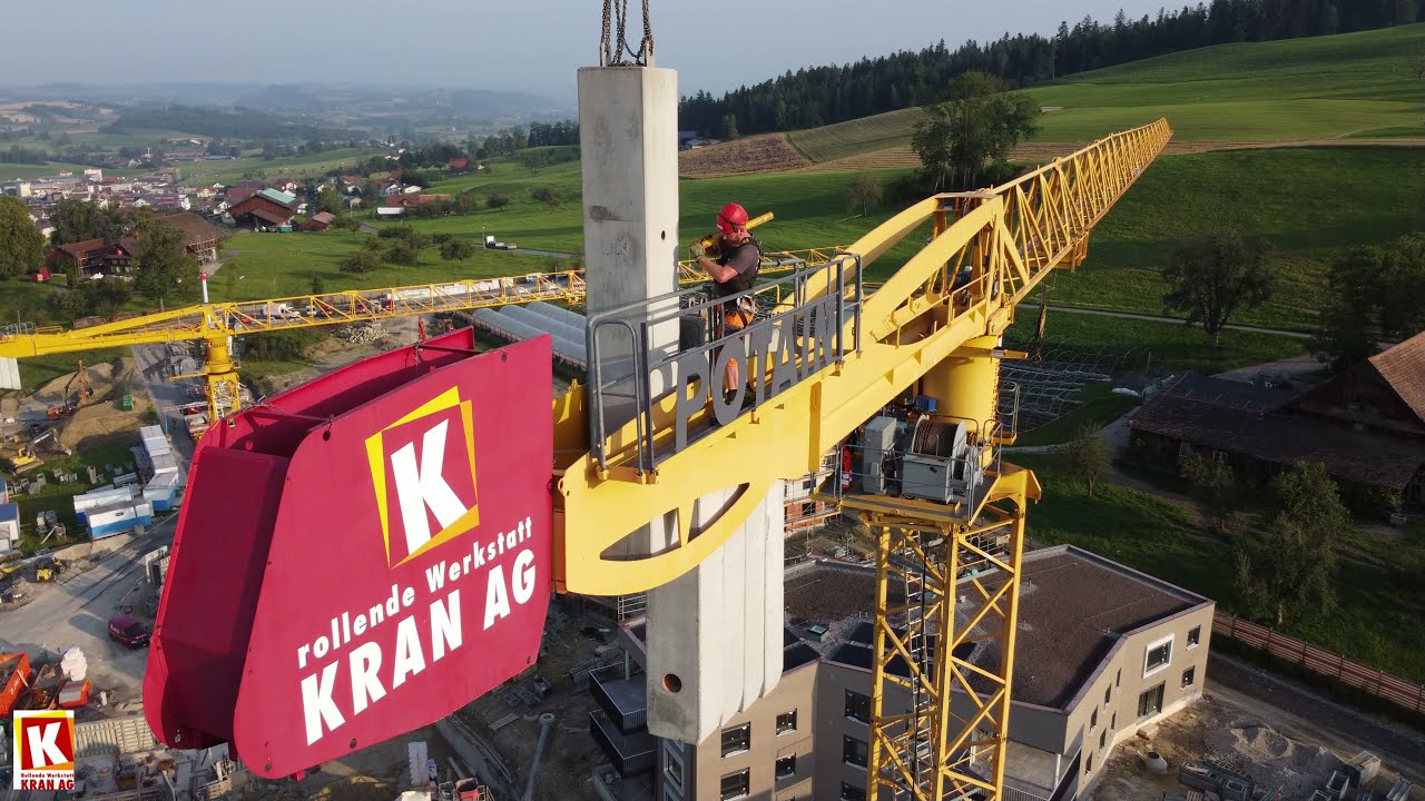 Kran AG Ummontage Potain MDT 268 J12 in Ruswil (4K)