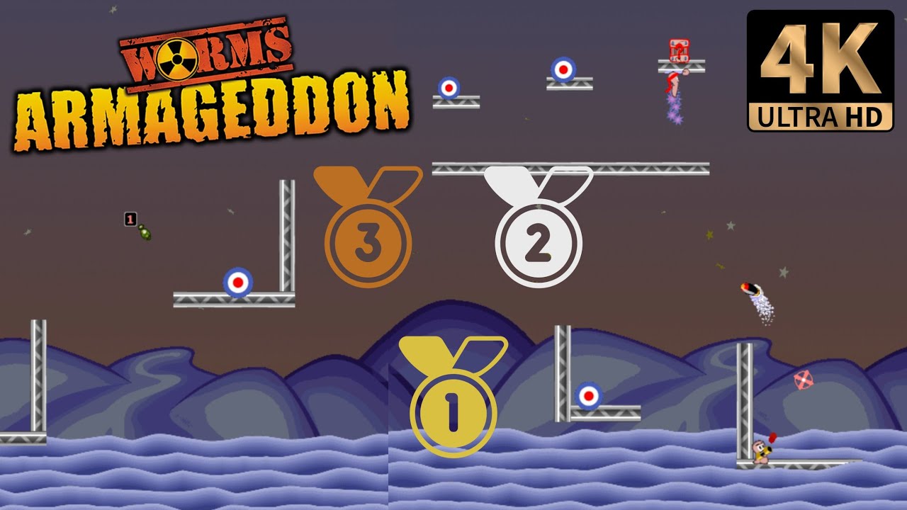 Worms Armageddon | Базовая подготовка (все уровни 🥉🥈🥇) | ПК 4K