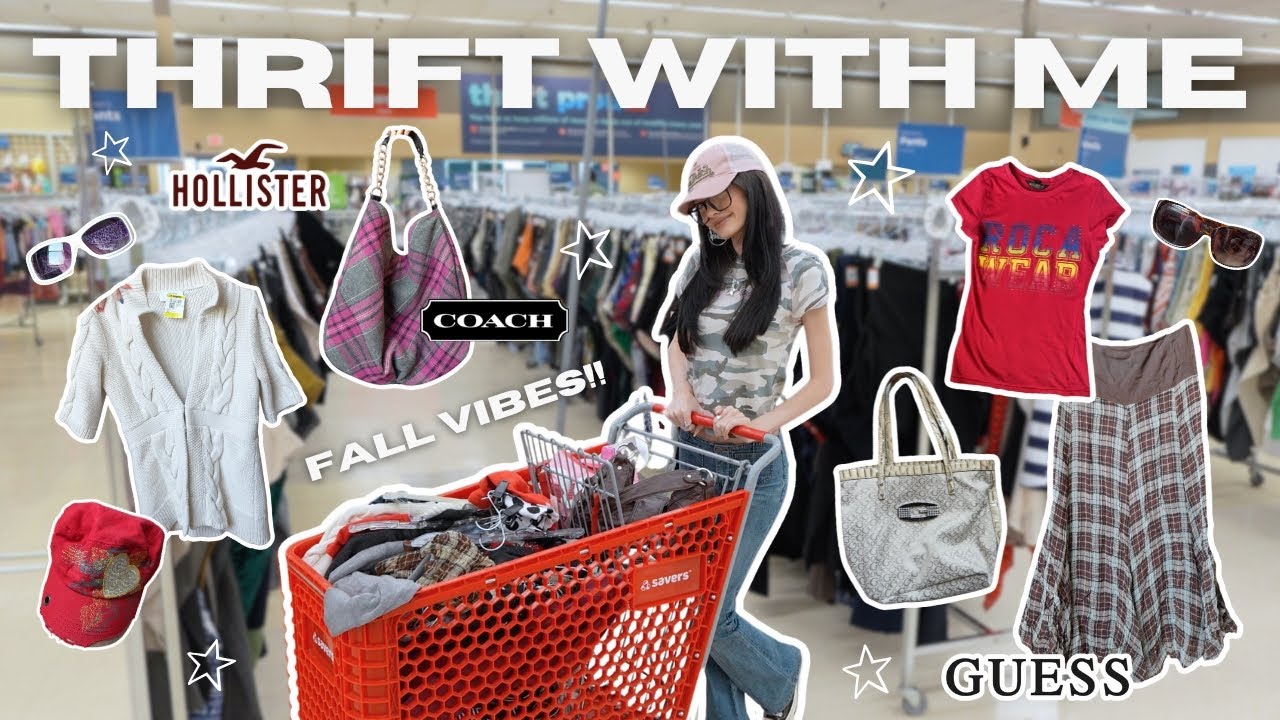 THRIFT WITH ME: Fall Closet Refresh - plaid skirts, Y2K bags, cozy sweaters, + more 🤎