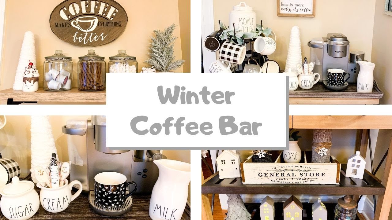WINTER COFFEE BAR | DECORATE MY COFFEE BAR WITH ME | Decorate With Dana