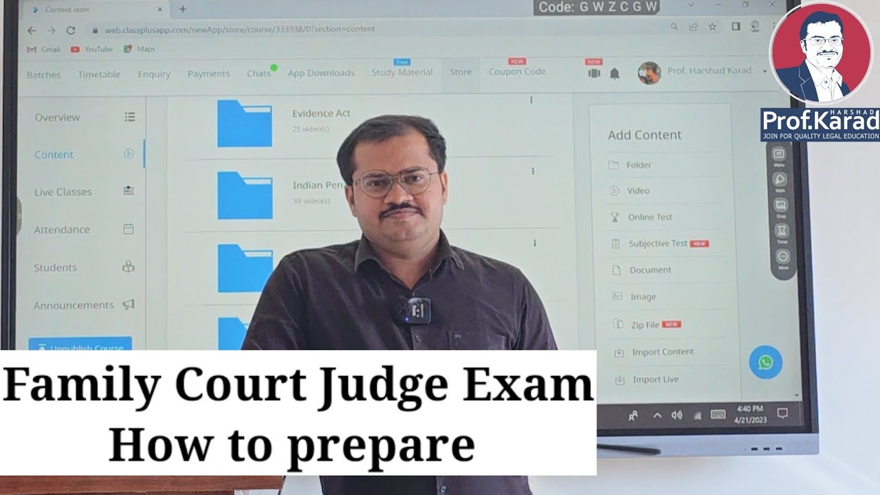 Family Court Judge Exam First Lecture,  Strategy of Karad Law CLASSES