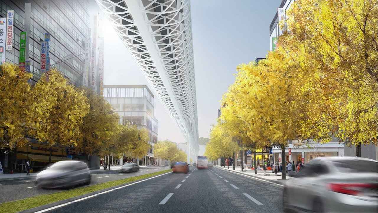 Elevated lightrail track, South Korea - ZJA