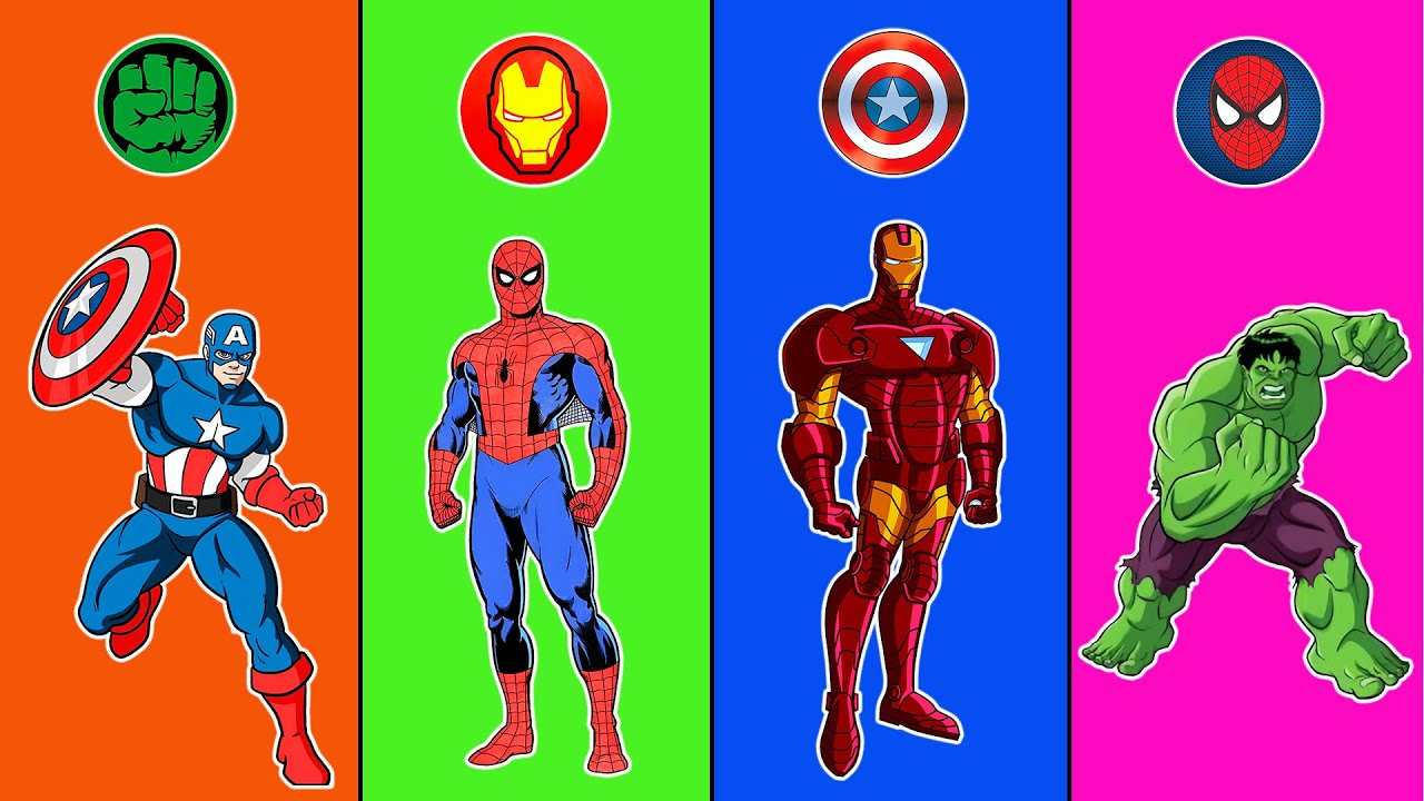 Match the Right Superhero! 🦸‍♂️ Captain America, Spider-Man, Iron Man & Hulk Challenge! 💥