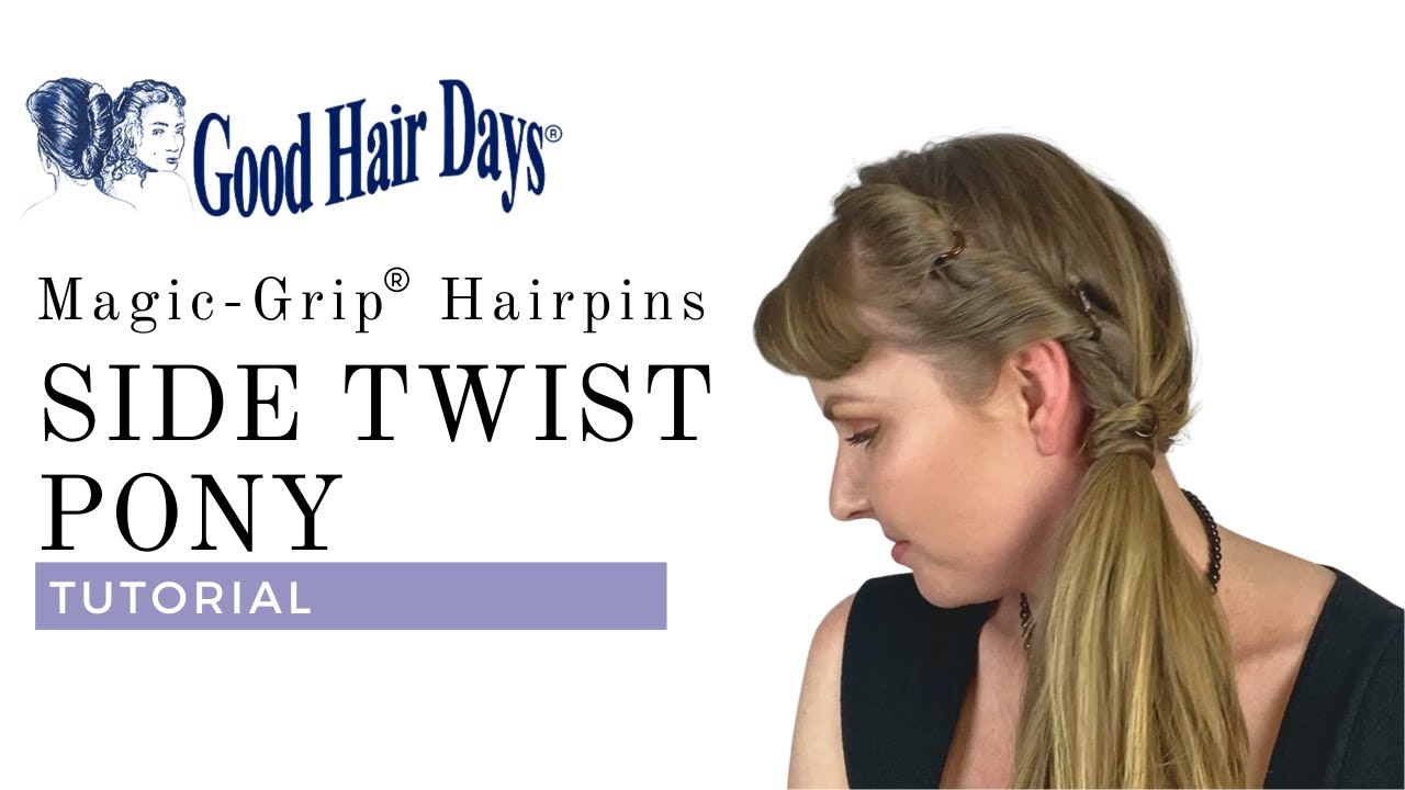 Side Twist Ponytail Hairstyle Tutorial with Magic-Grip Hairpins