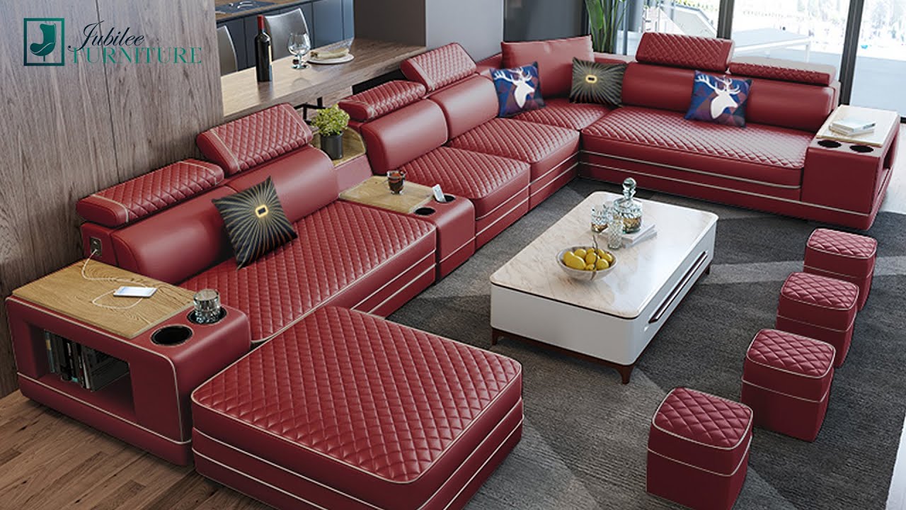 Selena Red & White Modular Tufted Sectional  | Jubilee Furniture