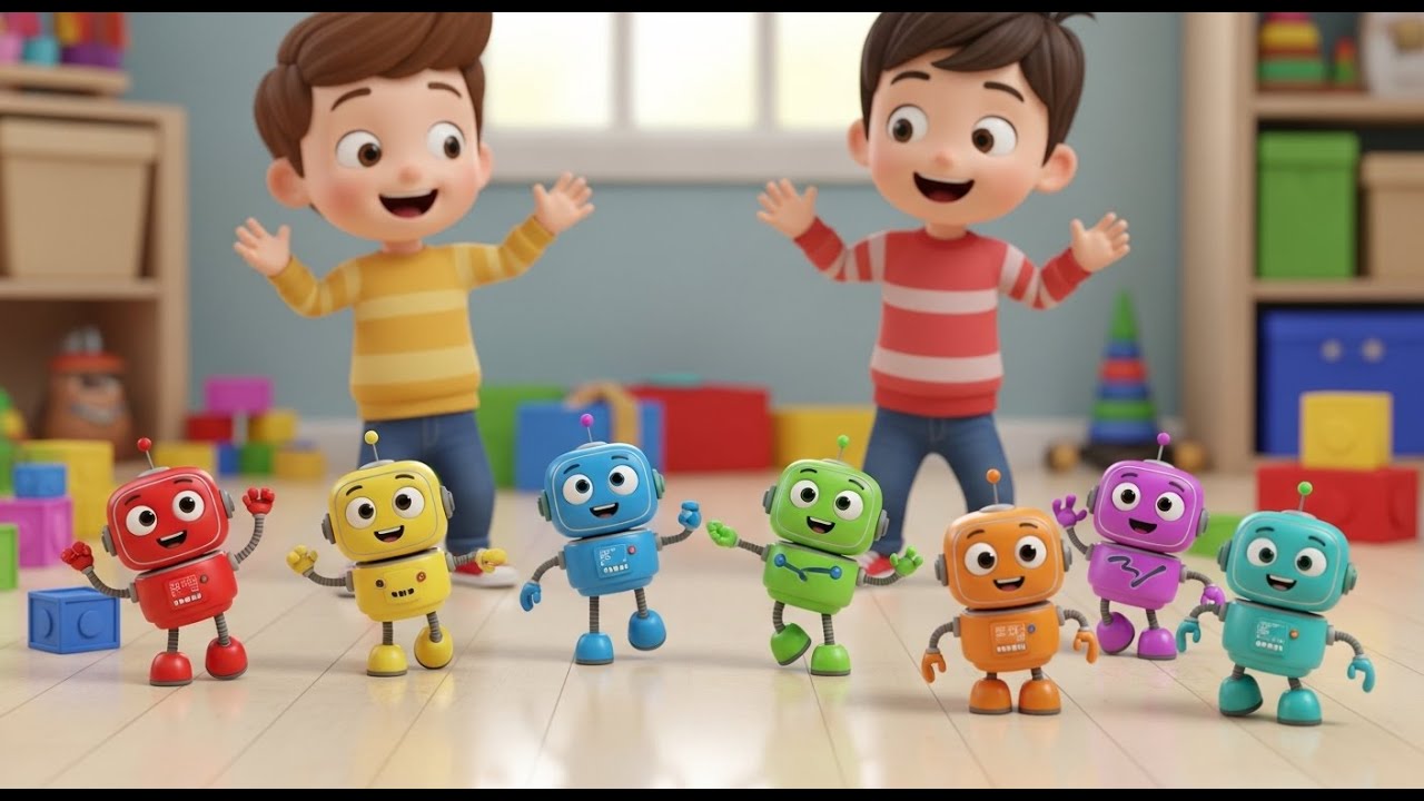Seven Little Toy Robots Dance Dance Dance | Nursery Rhymes for Kids & Baby Songs