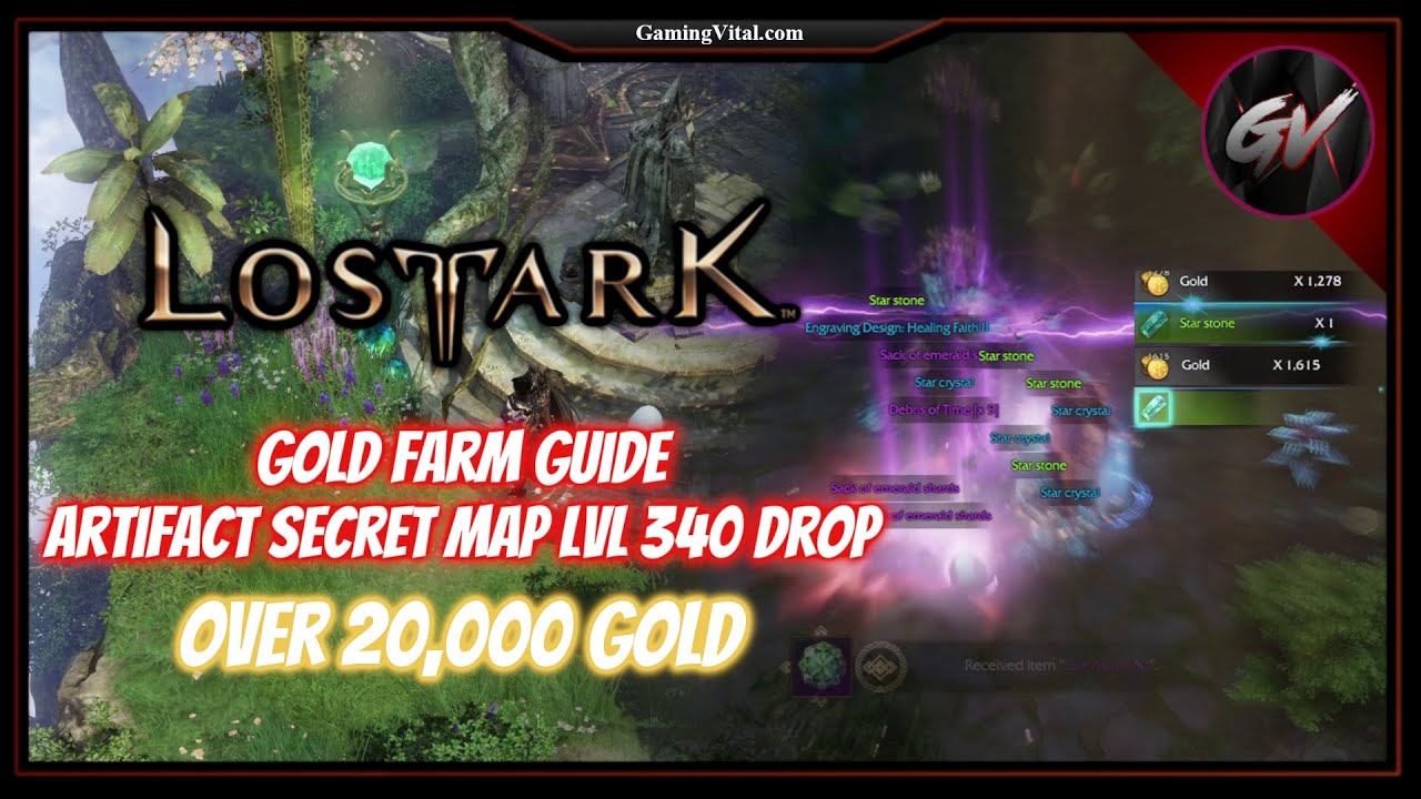 Lost Ark MMORPG: Gold Farm Guide Artifact Secret Map LvL 340 Drop Over 20,000 Gold, Before T3 Update