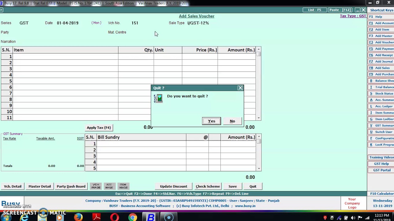 How to configure Voucher and change voucher numbering (Busy 17)