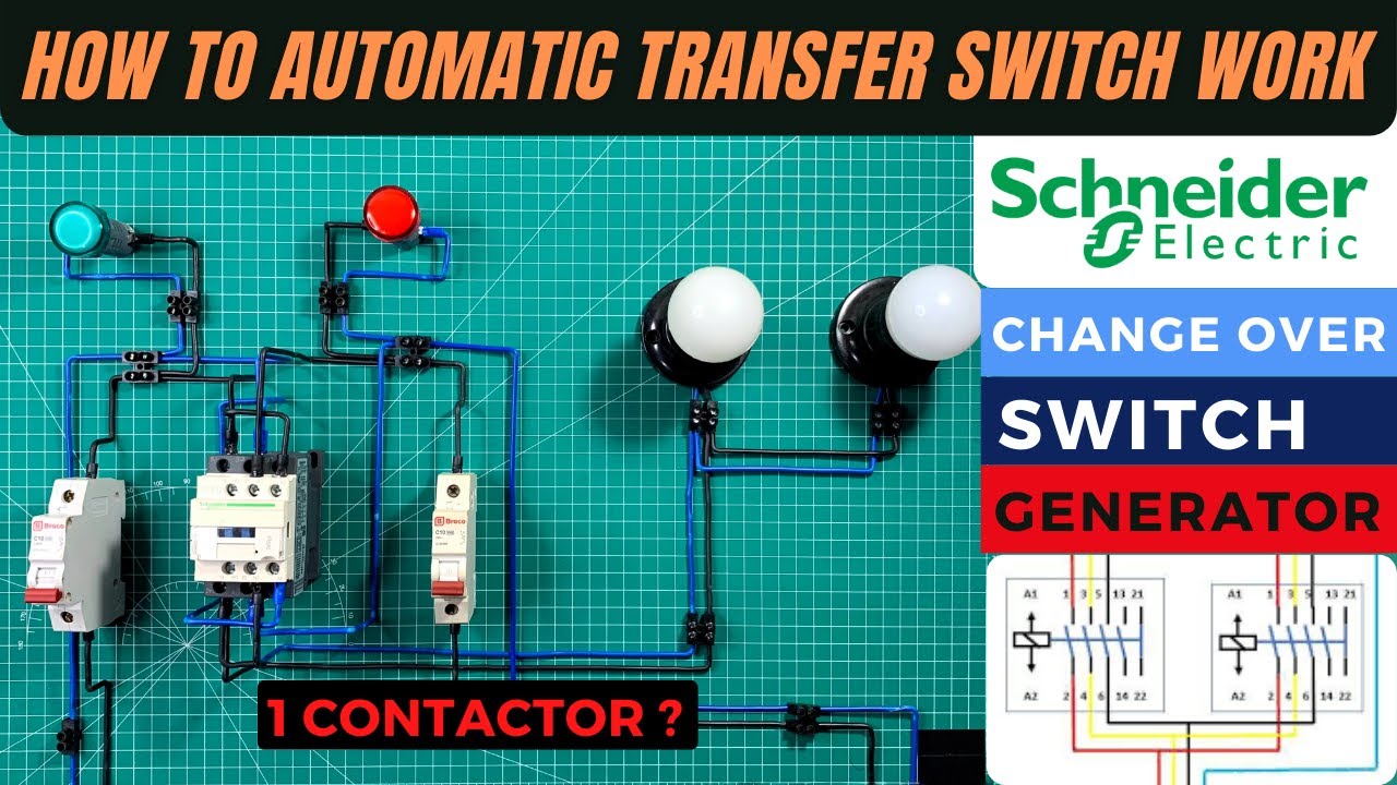 CARA MERAKIT ATS PLN KE GENERATOR DENGAN 1 BUAH KONTAKTOR | AUTOMATIC TRANSFER SWITCH