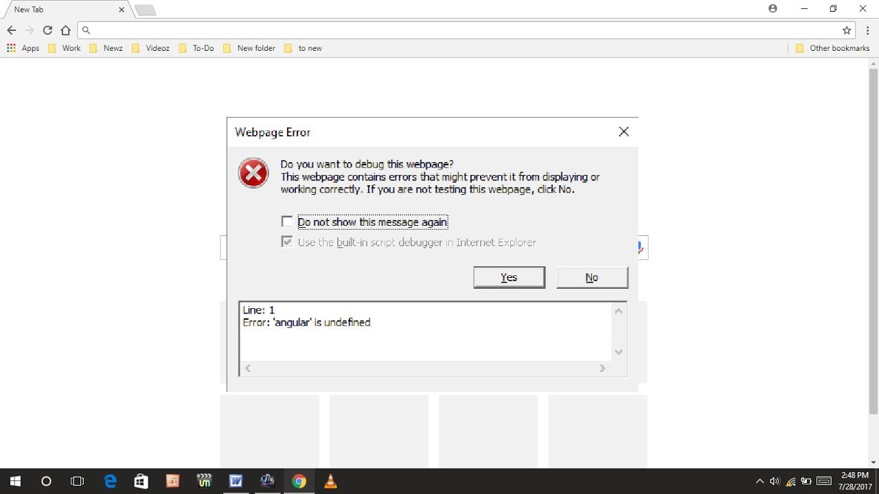 How to Fix Webpage Error Do You Want to Debug This Webpage in Windows