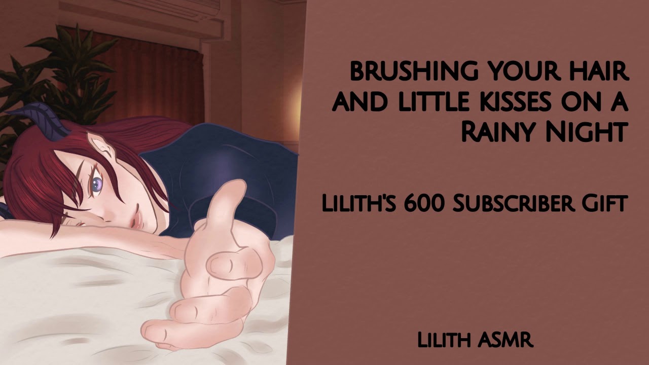 ASMR Brushing Your Hair and Little Kisses on a Rainy Night (Comfy Audio)【Lilith ASMR】