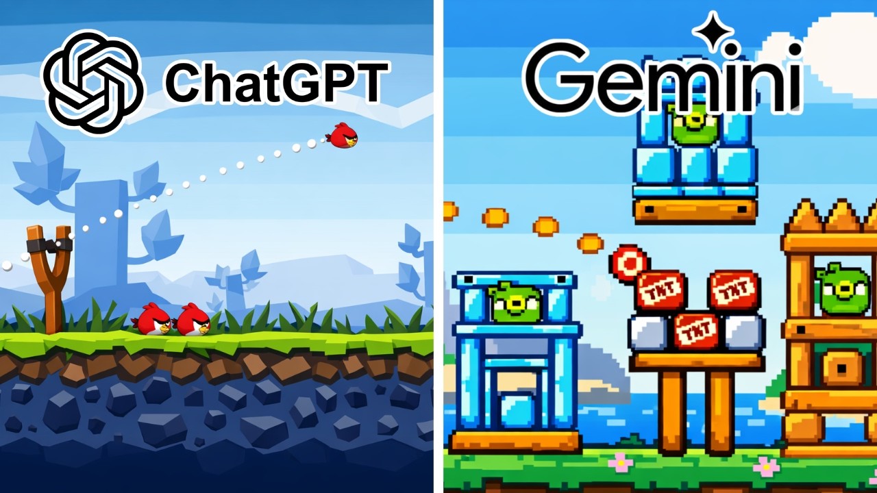 ChatGPT vs Gemini Criando ANGRY BIRDS do ZERO! (jogável?)