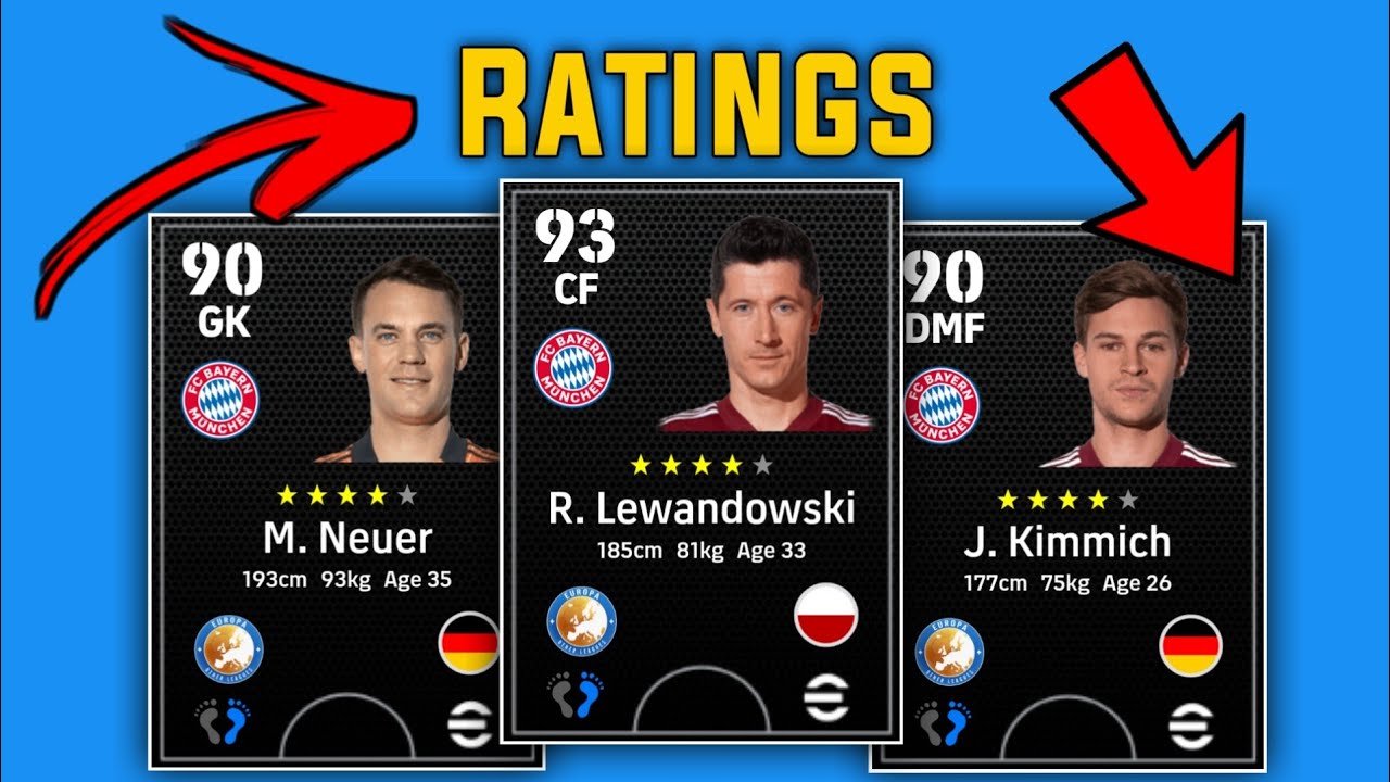 efootball 2022 player ratings | fc Bayern Munich | FCB