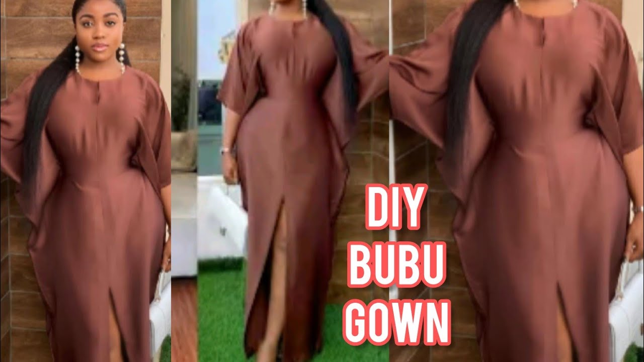 How To Cut And Sew A Simple Kaftan Bubu Gown Tutorial | How To Make A Simple Dress Beginner Friendly