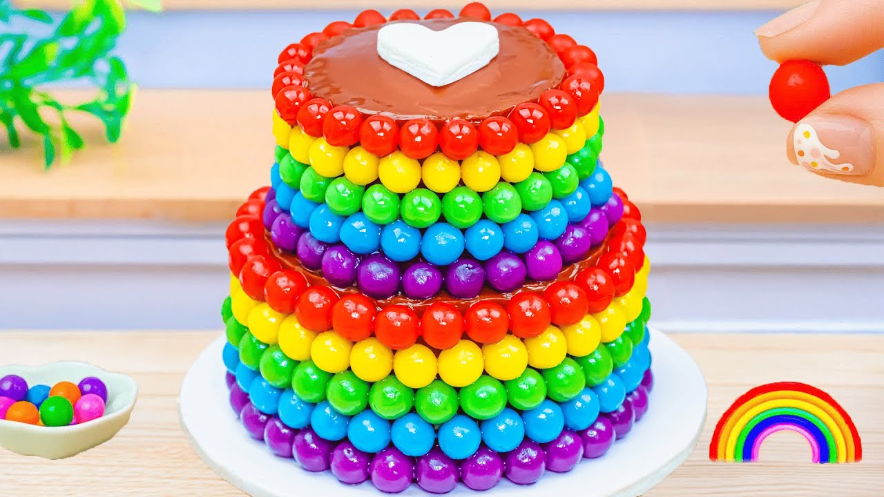 Rainbow Ice Cream Ideas 🌈 Step by Step Fondant 2 Tier Rainbow Cake 💞Sweet Cakes