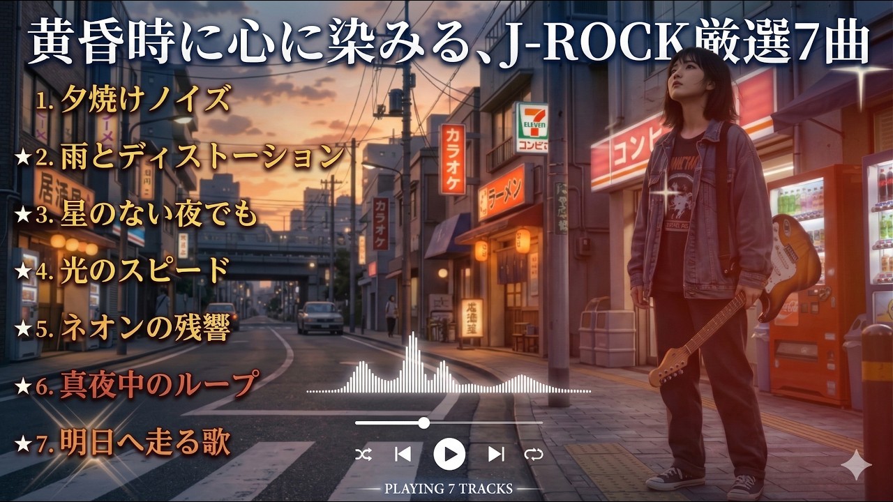心に響くJ-Rock 7曲｜作業・勉強・リラックス用BGM【夜のプレイリスト】