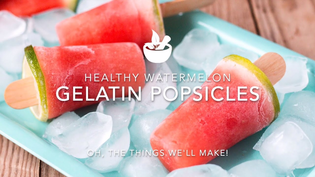 Healthy Watermelon Gelatin Popsicles