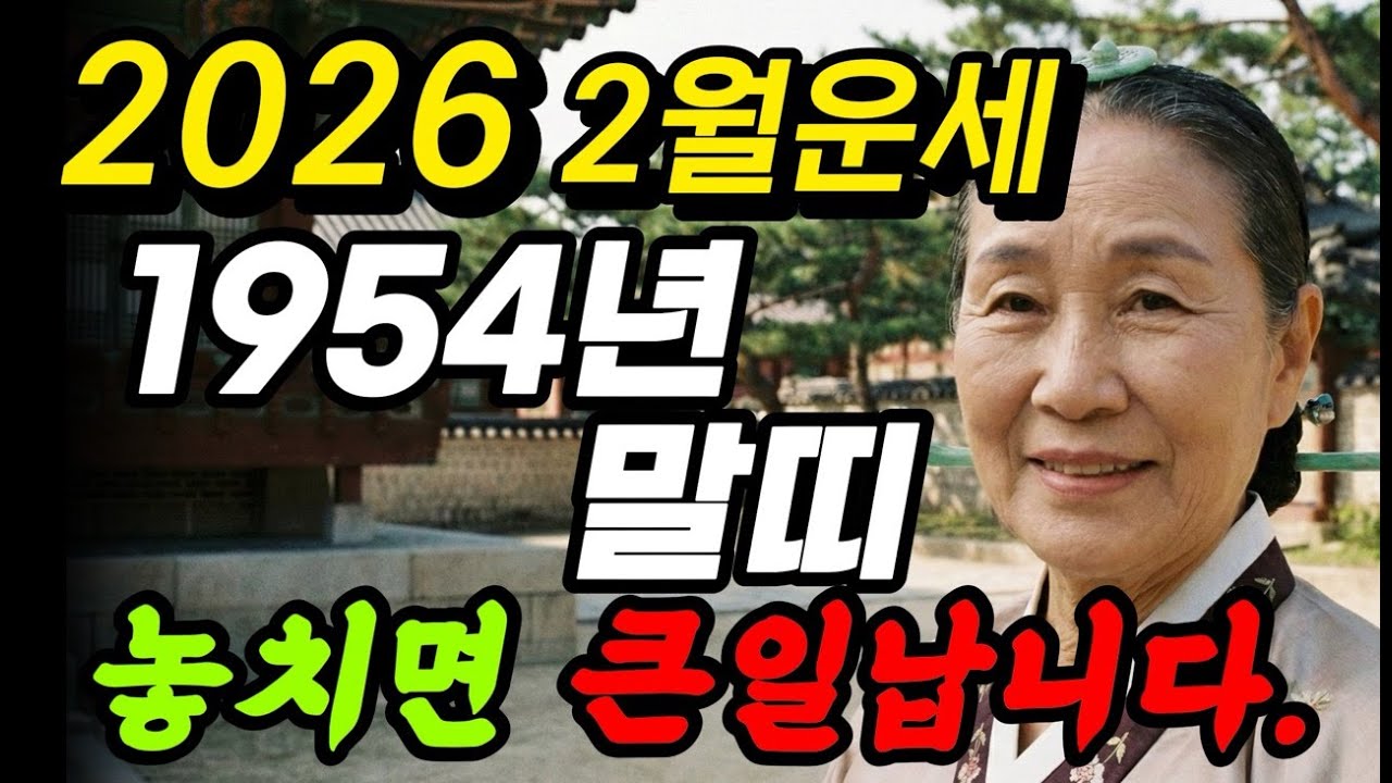 🔴1954년생 73세 말띠 필독! 2026년 2월, 조상님이 주신 마지막 재물운이 터집니다💰