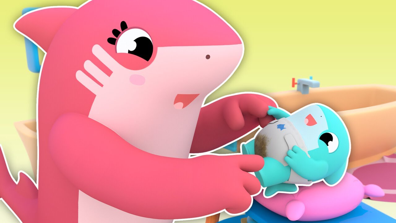 Baby Shark, você precisa TROCAR sua FRADA suja! Fede! - Canções de hábitos saudáveis para crianças