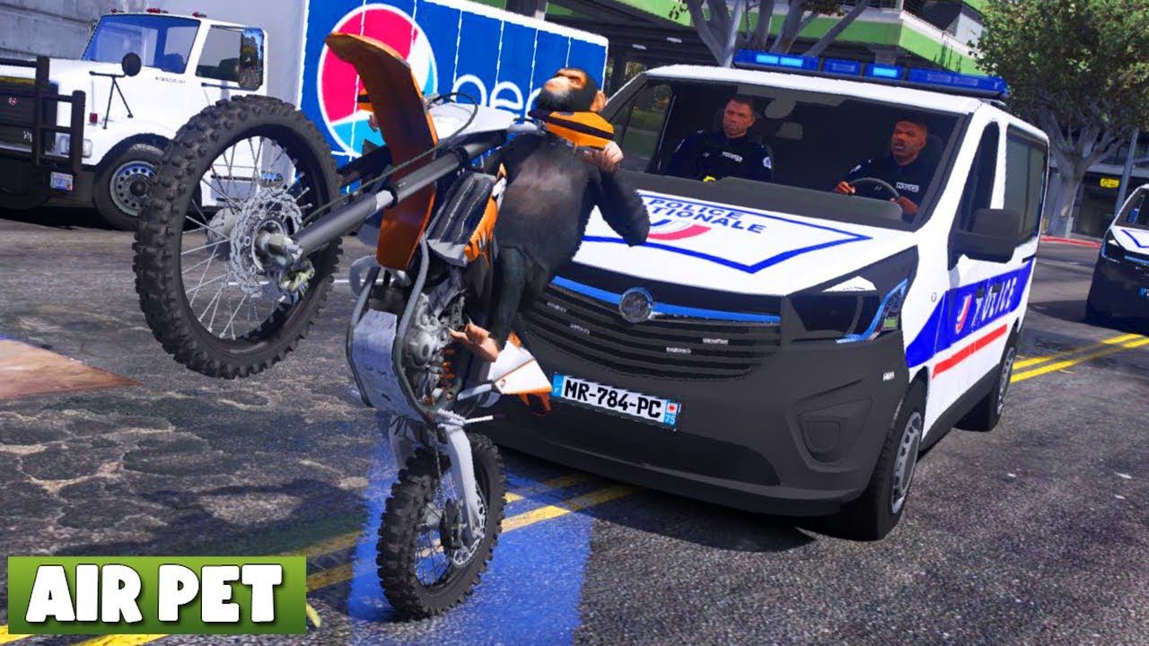 UN CHIMPANZÉ FAIT UNE COURSE POURSUITE APRÈS UN CAMBRIOLAGE | GTA V MOD