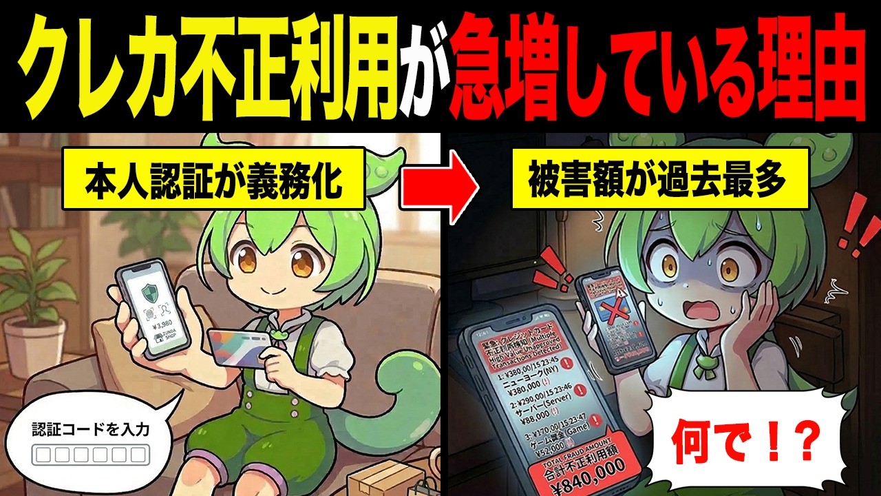 クレカの不正利用が急増している理由【ずんだもん&ゆっくり解説】