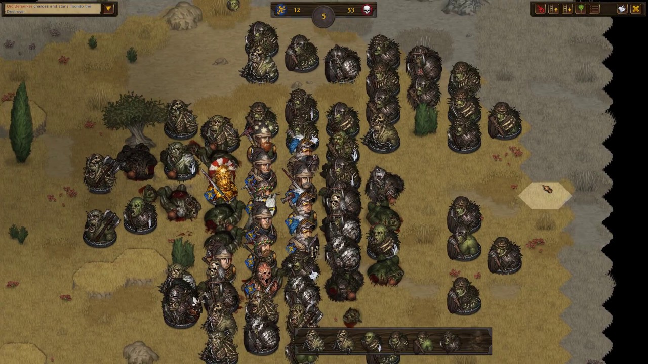 Battle Brothers: Battle against an orc army (71 orcs)