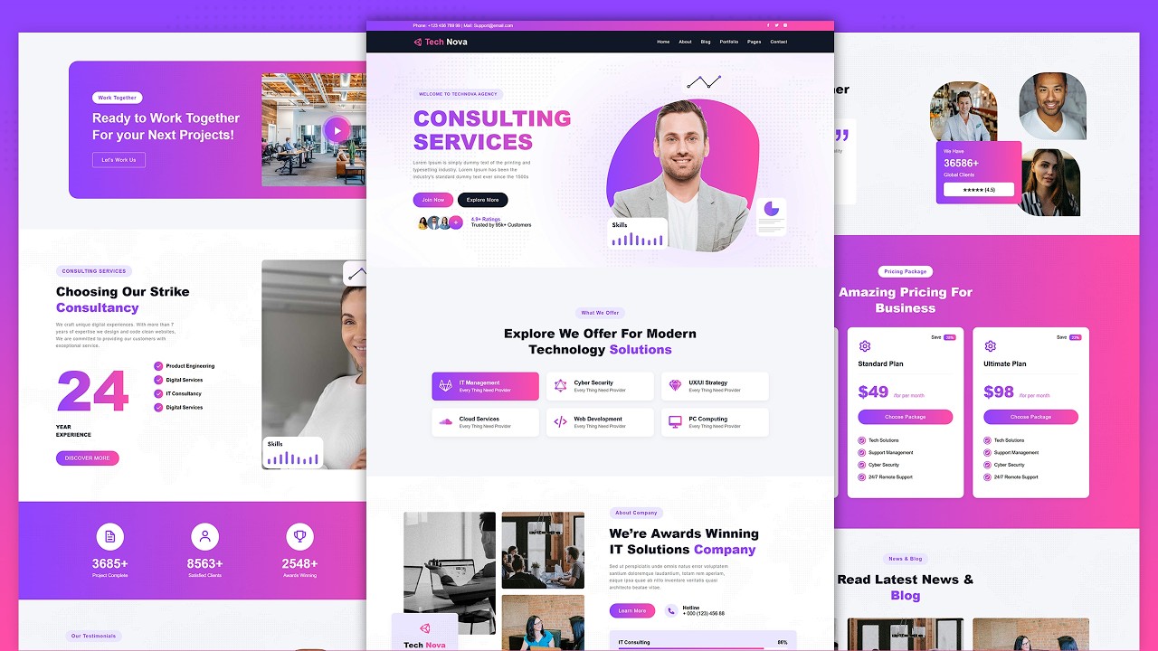 How to Create IT Solution & Business Responsive HTML Template | Responsive Website Template