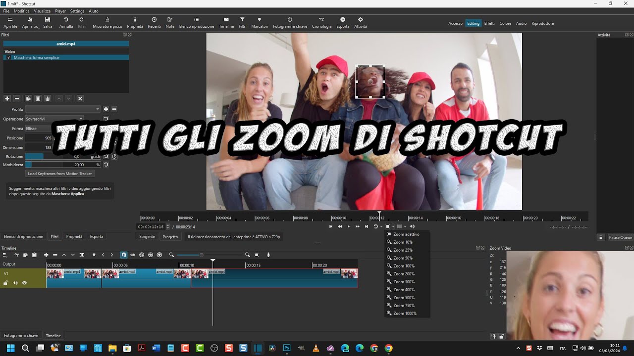 Tutti gli Zoom per i video di Shotcut