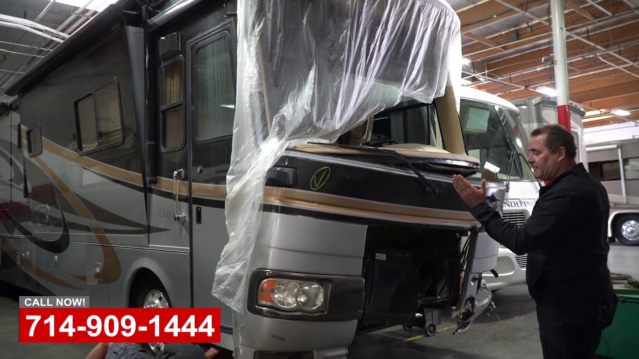 RV Collision Repair Shop - Front End Collision Before