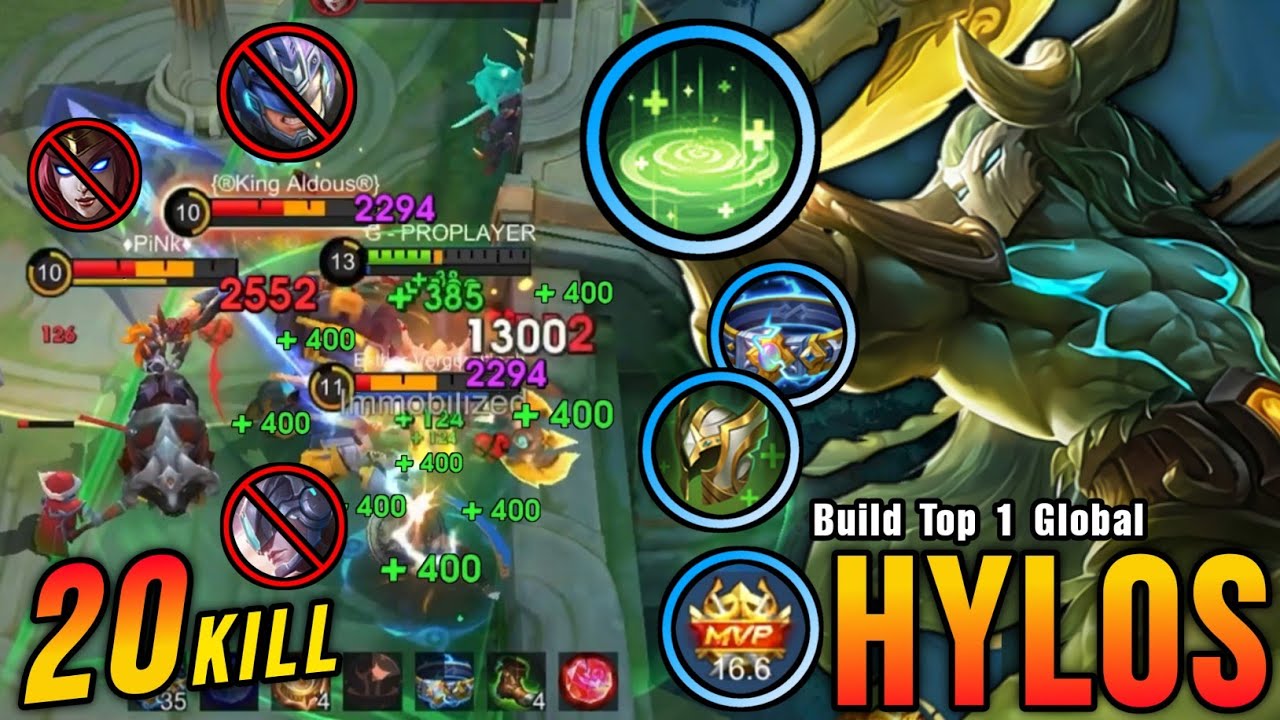 20 Kills!! Killer Tank Hylos Deadly EXP Laner!! - Build Top 1 Global Hylos ~ MLBB