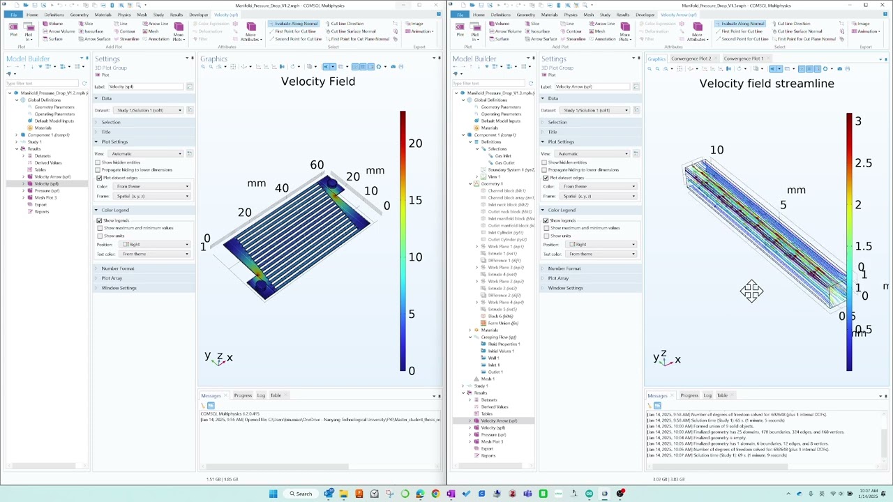 COMSOL geometry and creeping flow model