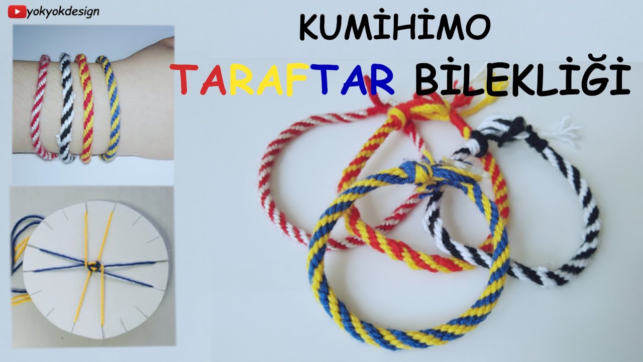 Taraftar Bilekliği Yapımı 1/Kumihimo Fanatik Bileklik Nasıl Yapılır/Easy Kumihimo Bracelet Tutorial