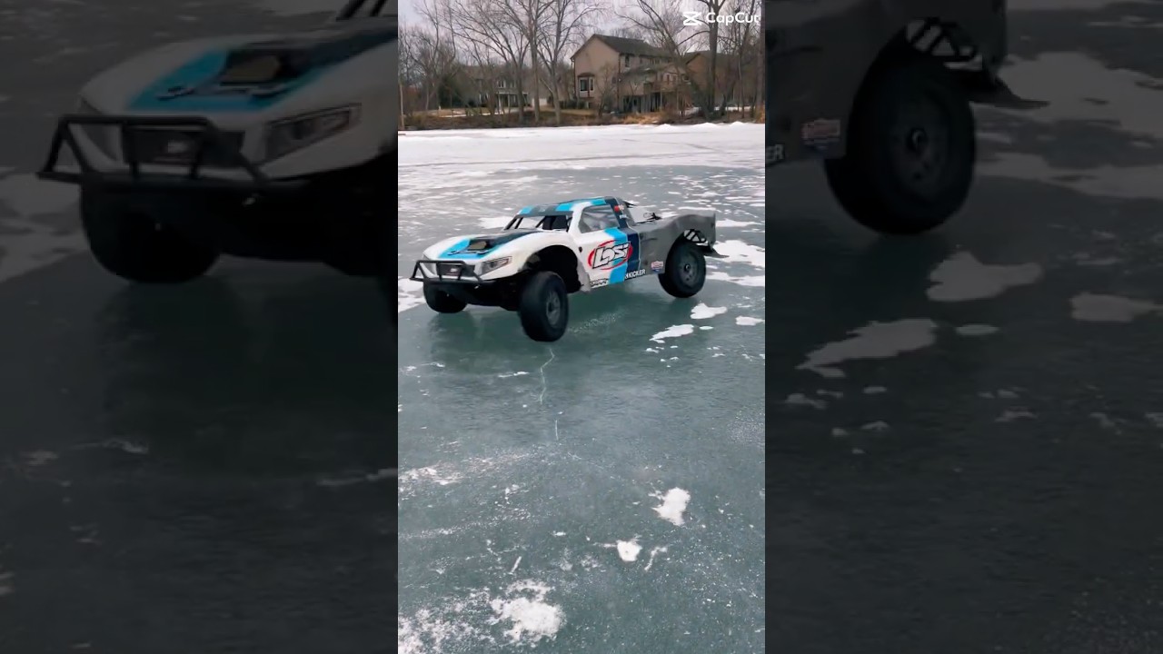 Losi 5T 2.0 electric conversion bashing & jumping on ice 