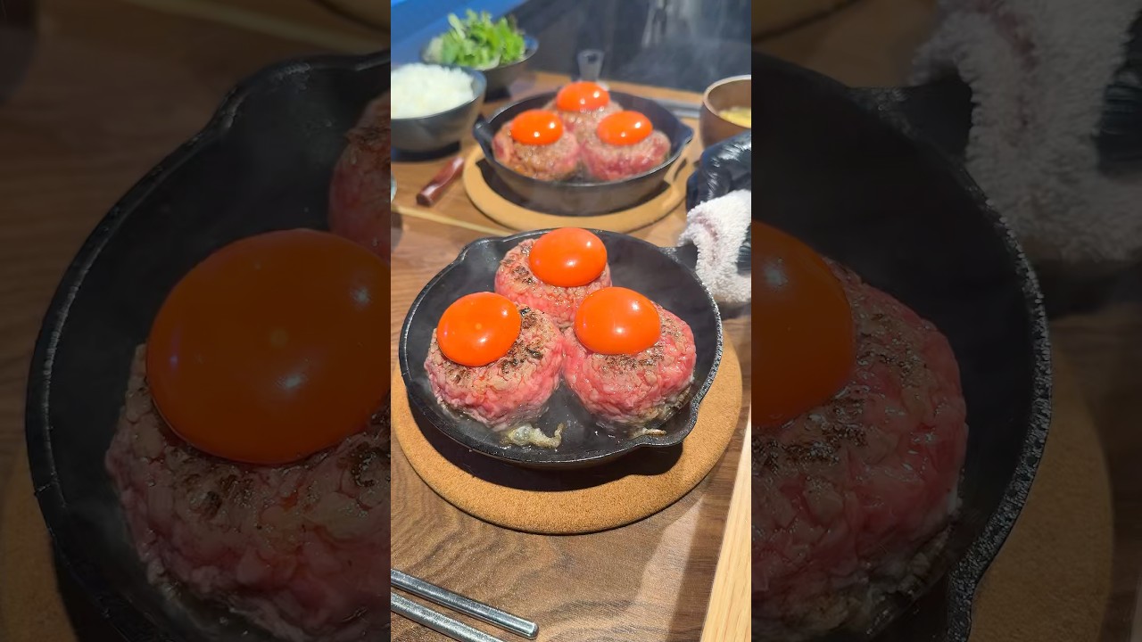 禁断のユッケハンバーグ！鉄板で焼きながら食べる背徳グルメ【ヒロキヤ渋谷】
