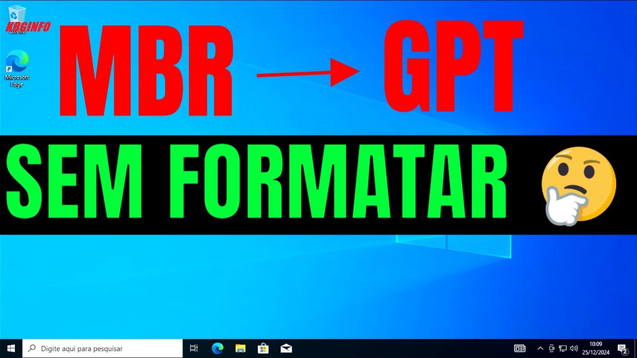 COMO CONVERTER WINDOWS DE MBR PARA GPT SEM PRECISAR FORMATAR? LEIA A DESCRI&Ccedil;&Atilde;O