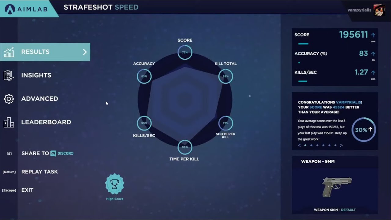 Aim Lab - Strafeshot Speed - High Score 195K