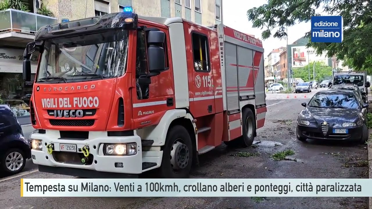 Tempesta su Milano: Venti a 100km/h, crollano alberi e ponteggi e città paralizzata