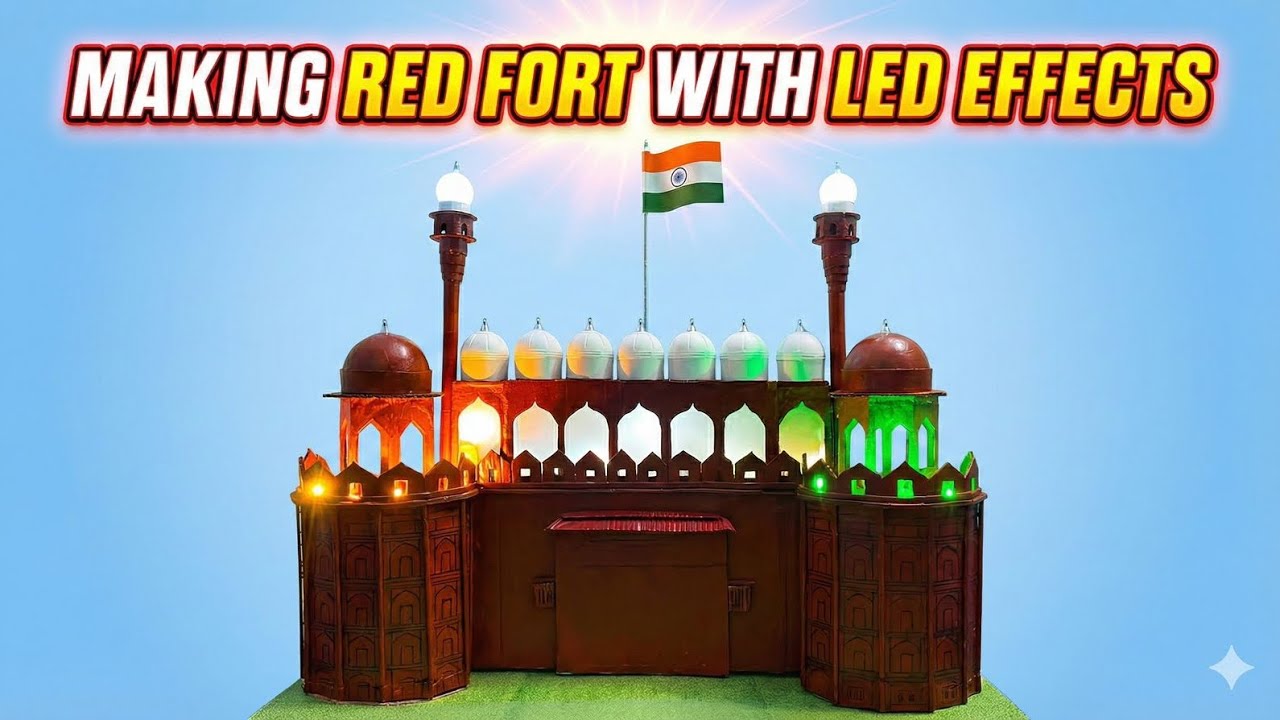 “Handmade RED FORT Craft | Lal Quila Model with LED Effects  
