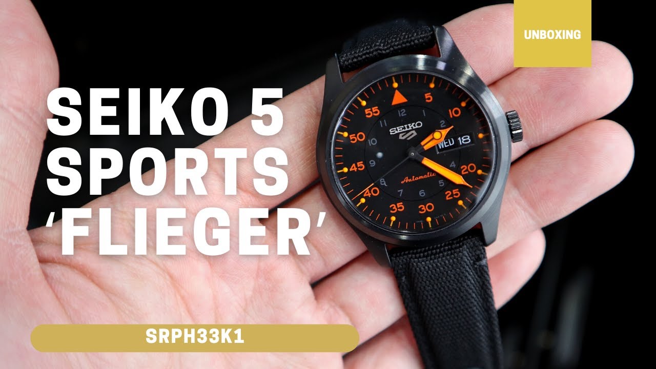 Unboxing Seiko 5 Sports SRPH33K1 ʻFliegerʼ Watch