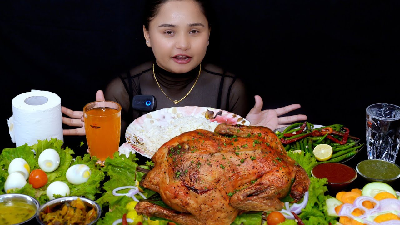 EATING WHOLE CHICKEN +CURRY+RICE+EGG + SALAD NEPALI MUKBANG VIDEO