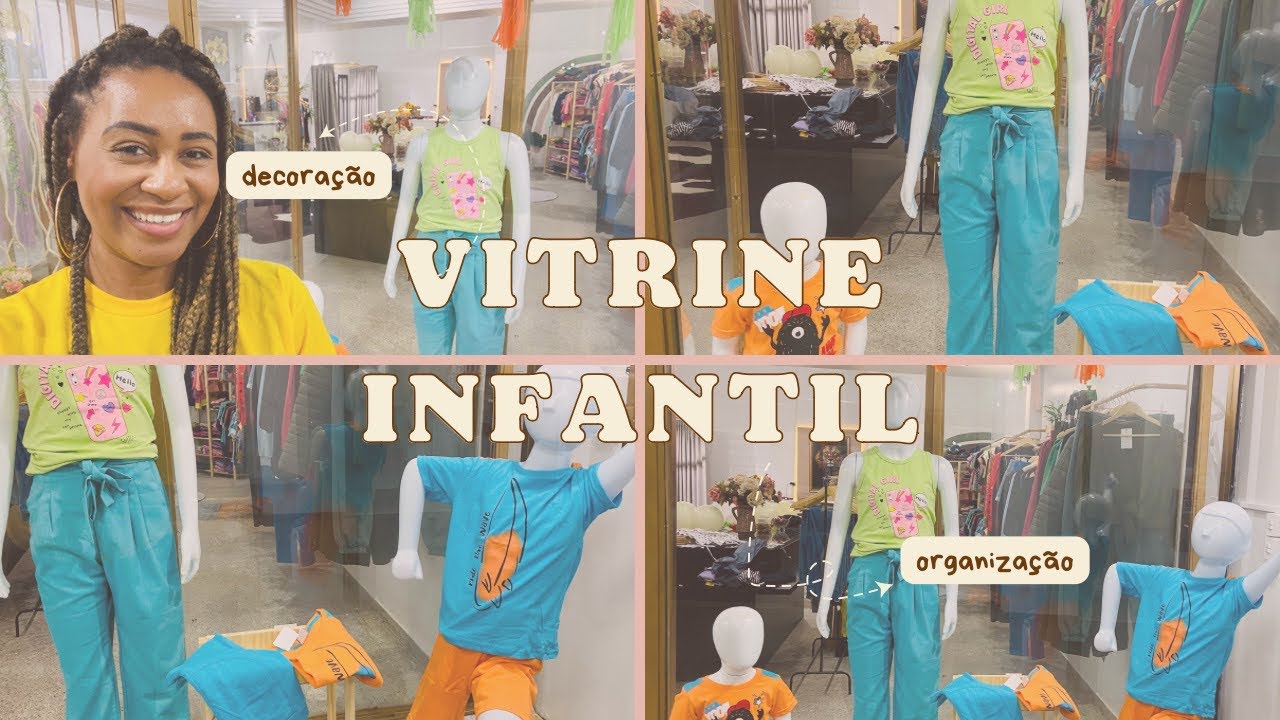 Montando a vitrine Infantil! Decoração vitrine! Decoração da loja feminina!