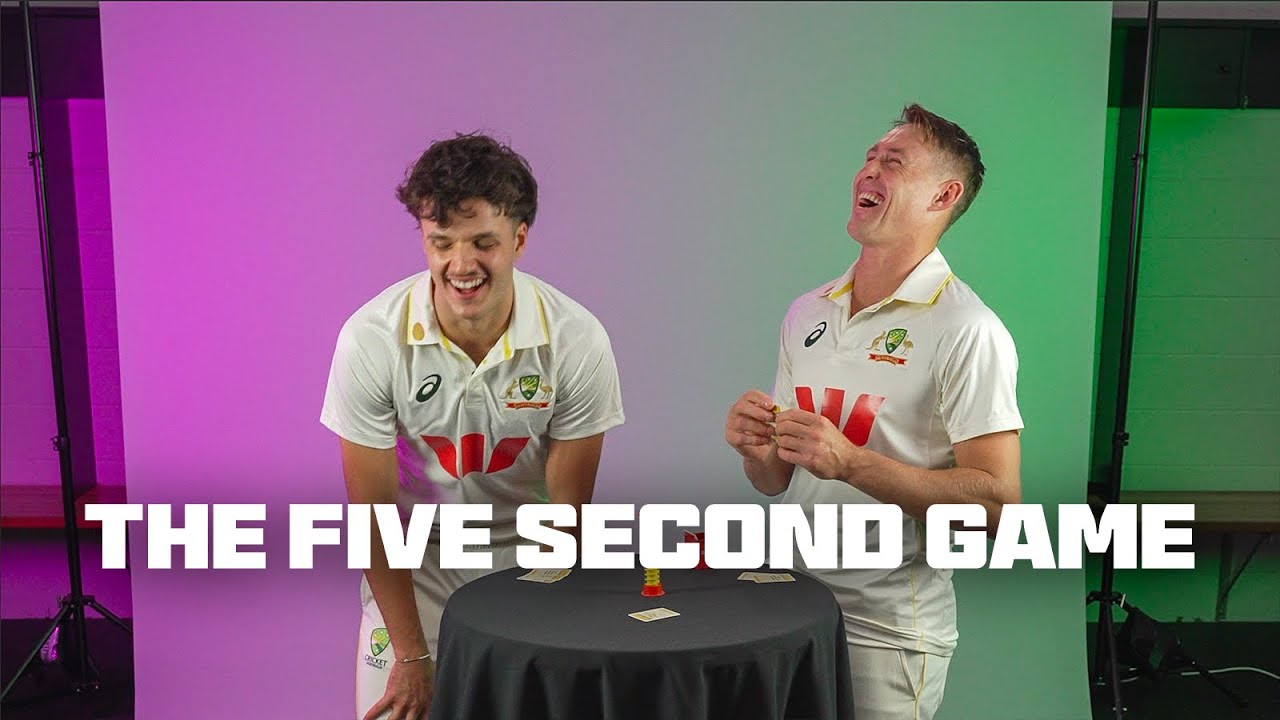 Marnus Labuschagne and Sam Konstas take on the Five Second Game