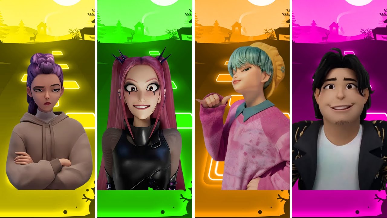 🎶 Rumi 🆚 Mira 🆚 Baby 🆚 Bobby |  Kpop Demon hunters Tiles Hop EDM Rush