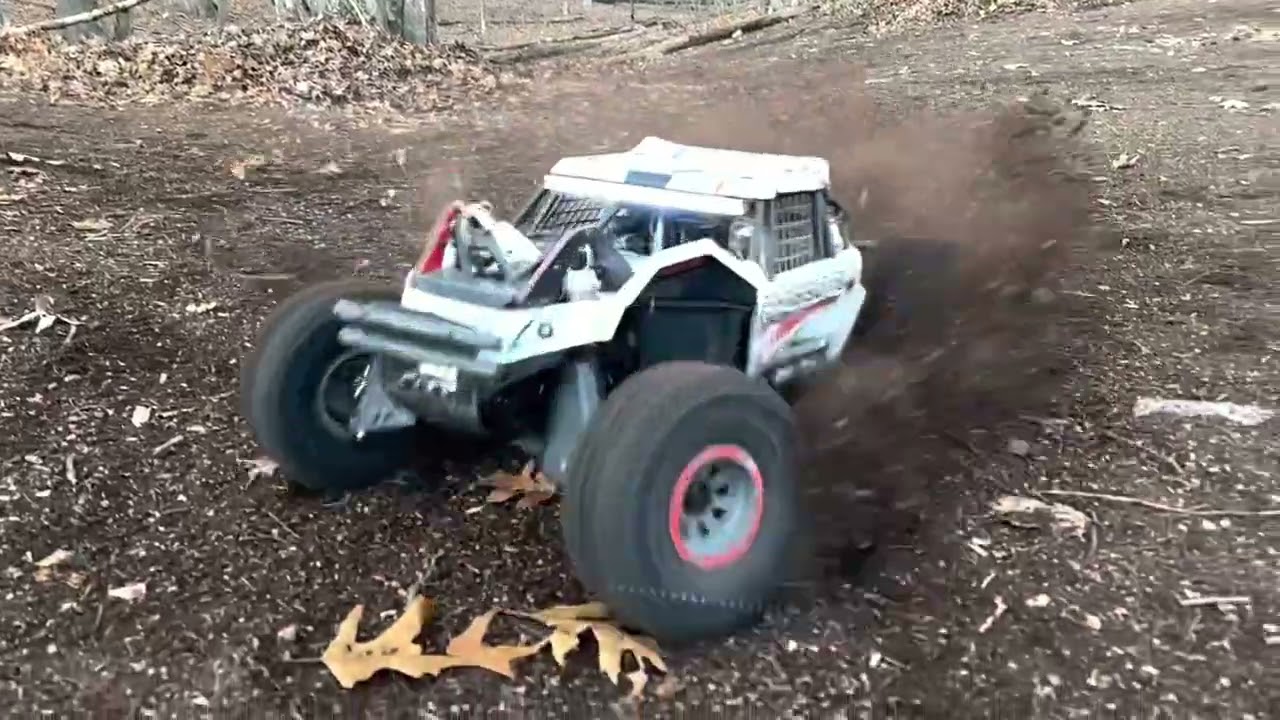 Losi Super Rock Rey and Lasernut on a fresh woods track