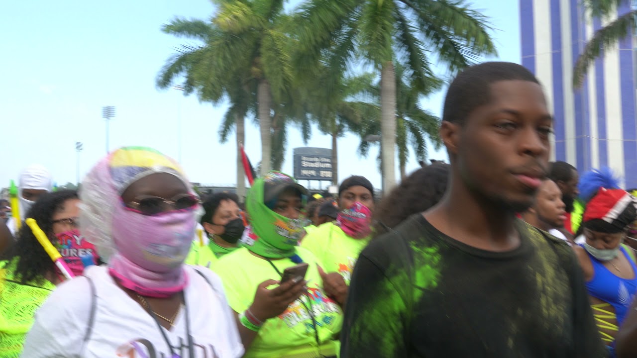 Miami Carnival with paint spray Miami J&rsquo;ouvert Broward Carnival