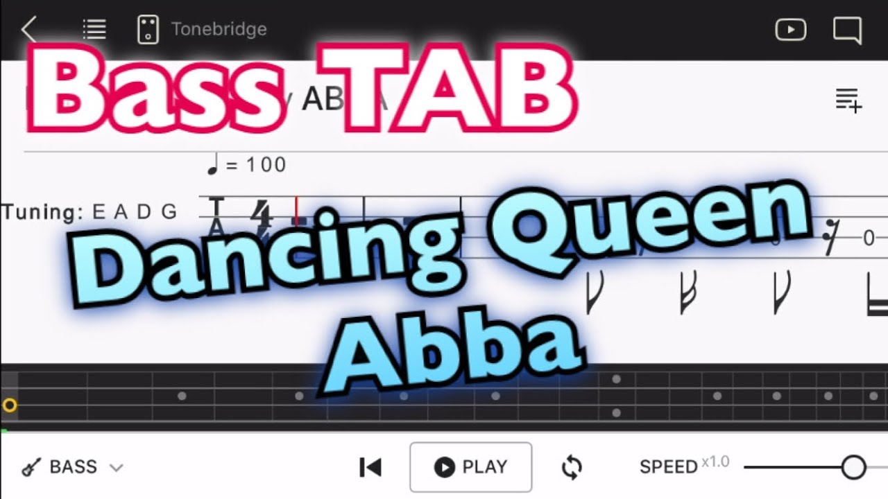 【ベースTAB】‪Abba - Dancing Queen‬【初心者用練習曲】bass tutorial