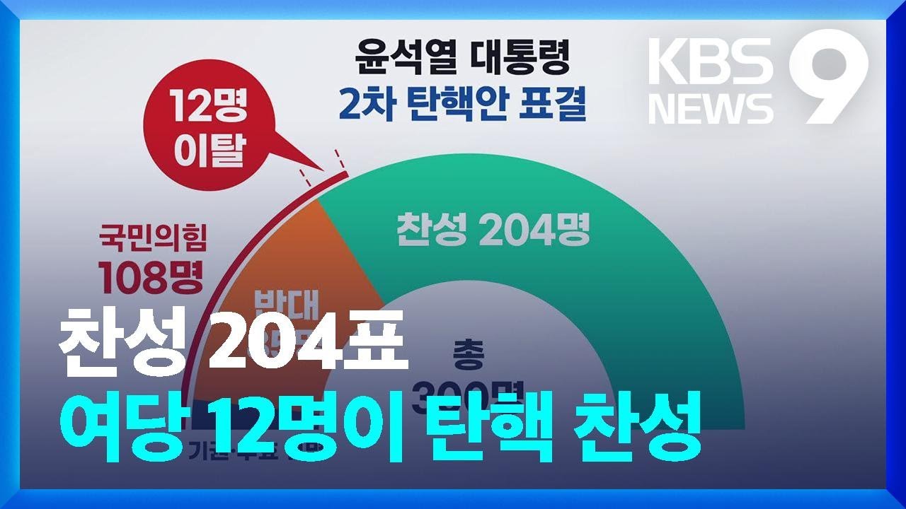 탄핵 찬성 204표&hellip;반대 당론에도 최소 12표 찬성 / KBS  2024.12.14.